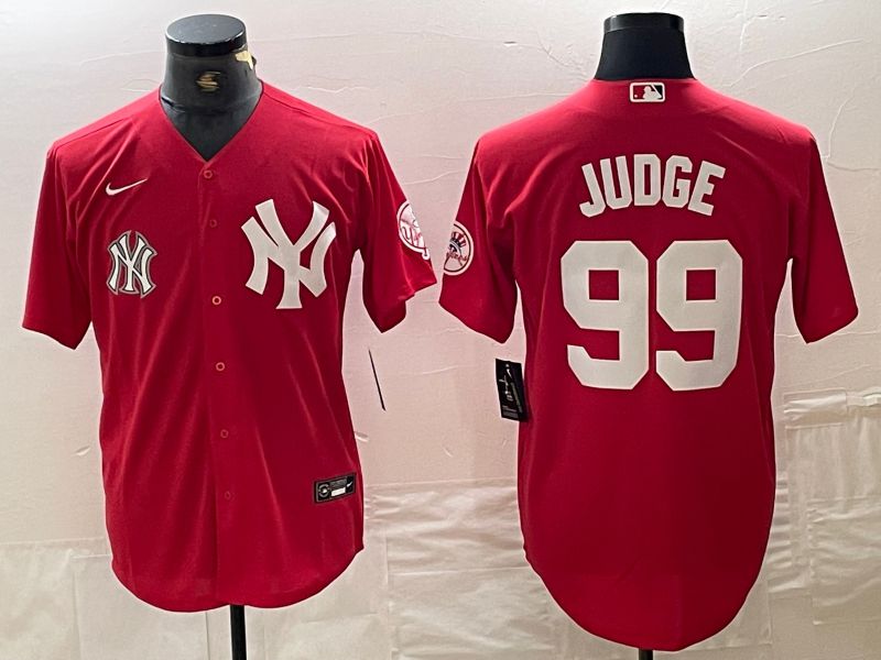Men New York Yankees #99 Judge Red joint name Nike 2024 MLB Jersey style 2->new york yankees->MLB Jersey